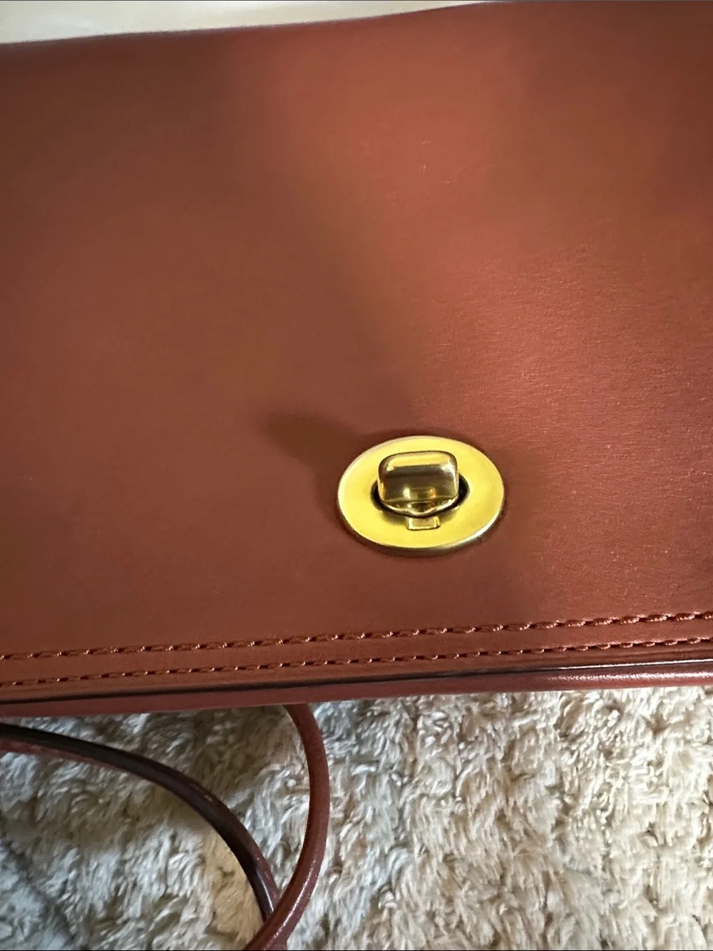 Coach Brown Leather Crossbody with Tassel and Signature Turnlock